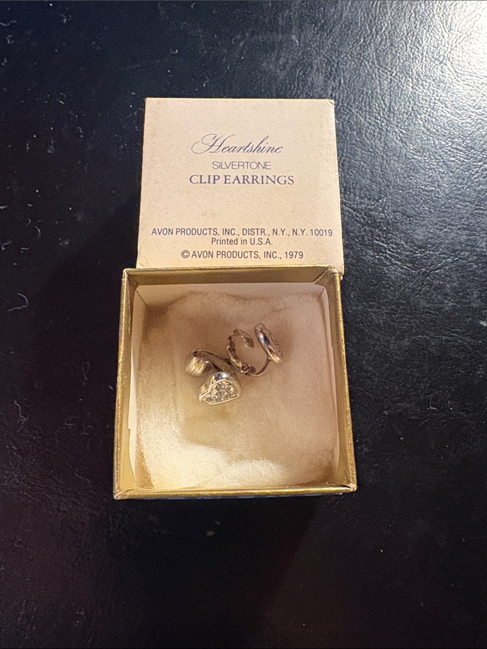 Avon silver Clip Earrings with Clear Stones